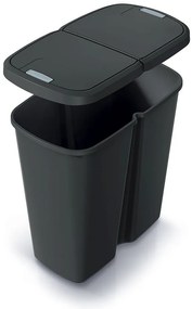 Hulladékgyűjtő Prosperplast COMPACTA Q DUO , 45 l újrahasznosított fekete, fekete fedéllel