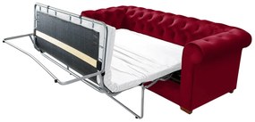 Oxford Chesterfield Kihúzható Kanapé, 88x216x75 cm, 3 személyes, piros