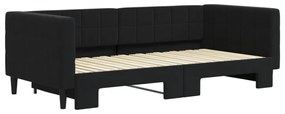 fekete kihúzható bársonyheverő 90 x 190 cm