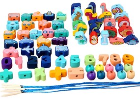 Fűzős fajáték formák és számok 138 db