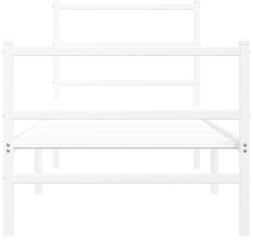 fehér fém ágykeret fej- és lábtámlával 80 x 200 cm