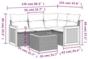 5 részes bézs polyrattan kerti ülőgarnitúra párnákkal