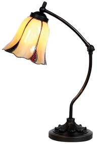 Tiffany asztali lámpa Bézs, Barna Ø 15x46 cm