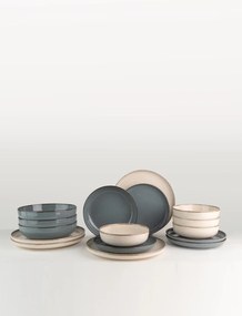 16 részes porcelán étkészlet krém-kék