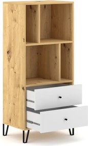 Polcos szekrény 2 fiókkal Artisan tölgy / fehér matt színkombinációban – BILBAO BL07