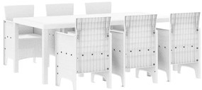 vidaXL Kert étkező szett 7 pcs Fehér Polipropilén