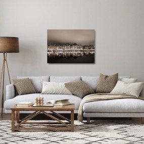 Egy város képe a félhomályban (üvegen) (70x50 cm)