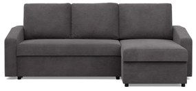 Zeus sarokkanapé, 2 ágyneműtartóval, döntött kartámasz, kordbársony, univerzális oldal, hab töltet, szürke