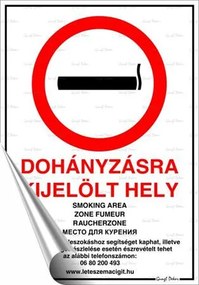 Információs matrica, 21x30 cm, Dohányzásra kijelölt hely (LUIN109)
