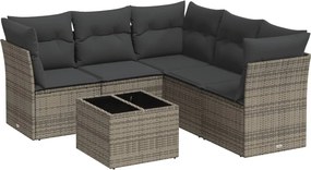 vidaXL 6 részes szürke polyrattan kerti ülőgarnitúra párnákkal