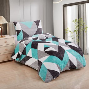 Mikroplüss lapok Triangulo türkiz 200x140cm+90x70cm TiaHome
