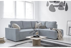 Világosszürke kordbársony kinyitható sarokkanapé (jobb oldali) Brave Dave – Miuform