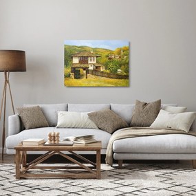 Üveg kép - Házak nyáron (70x50 cm)