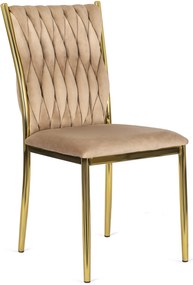 Krzesło DAN Beżowe Plecione Welurowe