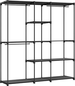 Nyitott szekrény 182x43x182 cm, fém, fekete, AST-E1002 BK