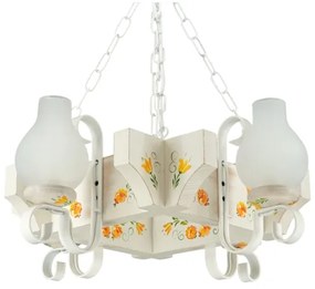 Brilagi - Láncos csillár QUEEN 4xE14/40W/230V bükk/krémszínű