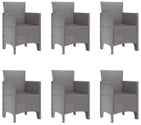 7 Részes Kerti Étkező Garnitúra Világosszürke Poly Rattan