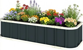 Outsunny magasított acél virágágyás patentzárakkal — hajlított perem, fűszernövényekhez, virágokhoz és zöldségekhez, 136 x 52 x 31 cm | Aosom