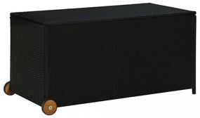 fekete polyrattan kerti tárolóláda 120 x 65 x 61 cm