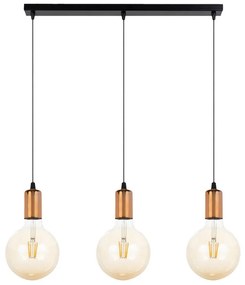 Csillár zsinóron MIROS 3xE27/60W/230V fekete/réz