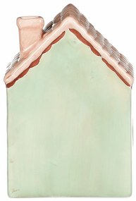 Kerámia házikó LED-del, 10 x 7 x 14 cm, tavasz, sötétzöld