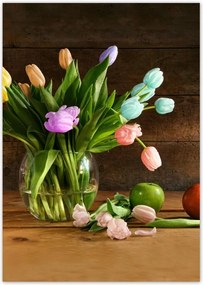 Poszterek A0 Pion Csokor Színes tulipánok