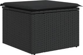 vidaXL fekete polyrattan kerti ülőke párnával 55 x 55 x 37 cm