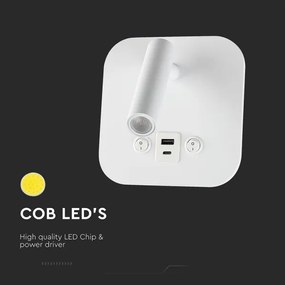 LED fali spotlámpa USB-porttal LED/8W/230V 3000K fehér