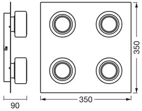 Ledvance -LED Fürdőszobai mennyezeti lámpa ORBIS FLAME 4xLED/5,5W/230V IP44 fekete