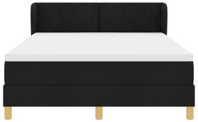 Boxspring Ágy Mattal - Fekete, 140x200 cm, Szövet