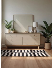 Fekete-fehér kétoldalas kézi szövésű gyapjú szőnyeg 80x150 cm Donna – Hanse Home