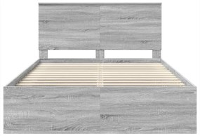 vidaXL Ágykeret fejtámlával Szürke Sonoma 160 x 200 cm Tömör fenyőfa