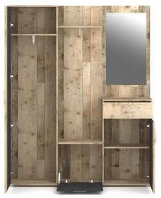 Előszobafal tükörrel NOLAN barna/grafit