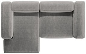 Világosszürke kordbársony sarokkanapé (bal oldali-heverő résszel) Bergano – Cosmopolitan Design