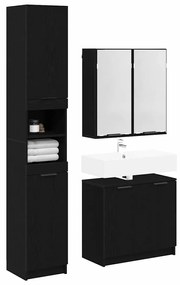 vidaXL Fürdőszobai Szekrény Szett polcokkal 3 pcs Fekete tölgy Faanyag