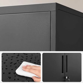 Többcélú fém szekrény RAVEN, 40x80x90 cm, fekete SongmicsHome