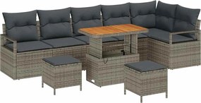 vidaXL Kerti Kanapé Szett párnával 9 pcs Szürke Poli rattan