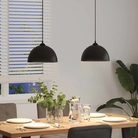 függőlámpák 2 db Állítható magasságú E27 fekete Ø 30 cm Fém