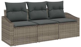 vidaXL Kanapé Szett párnával 3 pcs Szürke polirattan