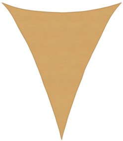 homokszínű háromszög alakú HDPE napvitorla 160 g/m² 5x7x7 m