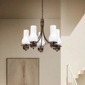 Brilagi - LED lánc csillár COTTAGE 5xE14/40W/230V tölgy/fehér