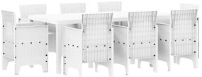 vidaXL Kert étkező szett 9 pcs Fehér Polipropilén