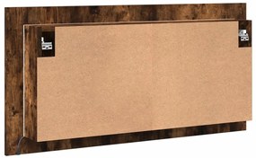 füstös tölgy akril LED-es tükrös fürdőszobaszekrény 90x12x45 cm