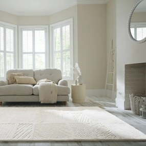 Fehér kézi szövésű gyapjúkeverék szőnyeg 200x300 cm Sculptured Blocks – Flair Rugs