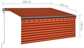 narancssárga-barna automata napellenző redőnnyel 3 x 2,5 m