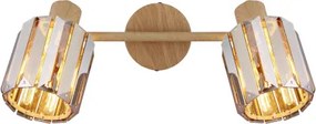 Globo 80040246 Fali spotlámpa, fém fa megjelenésű, füstszínű K5 kristályok, HxSzxM: 330x90x150mm, 2x E14 40W 230V izzók nélkül