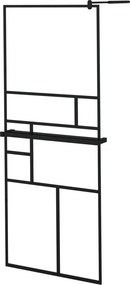 vidaXL fekete ESG üveg és alumínium zuhanyfal polccal 80 x 195 cm