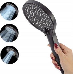 Zuhanyfej zuhanyhoz fekete Anti Calc 3 funkciós zuhanyfej Avapax