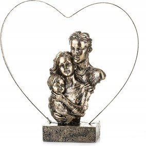 Család Figura Arany Szívben 28cm Gyermekkel