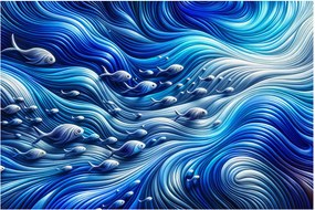 Kép – Halak a hullámokban (90x60 cm)